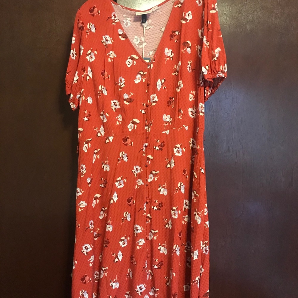 red floral dress